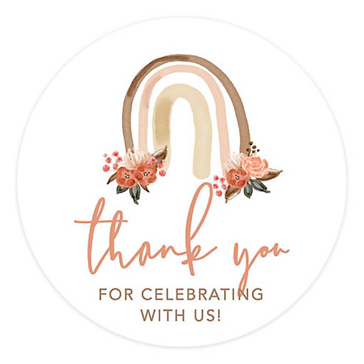 Boho Rainbow Thank You Stickers 2in