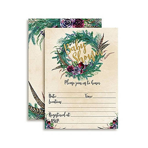 Boho Shower Invitations 40pcs. by AmandaCreation
