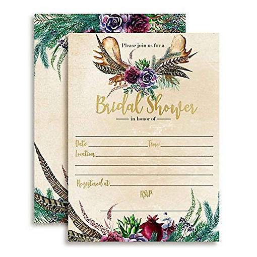 Boho Succulents Invitations 40pc. by AmandaCreation