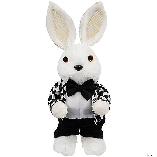 Boy Easter Rabbit Figurine in Checkered Jacket - 10"