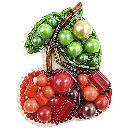BP-243C Beadwork kit for creating brooch Crystal Art "Cherry"