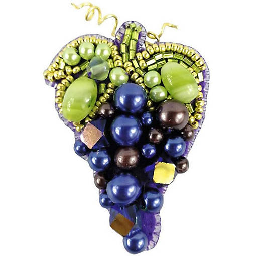 BP-255C Beadwork kit for creating brooch Crystal Art "Grape"