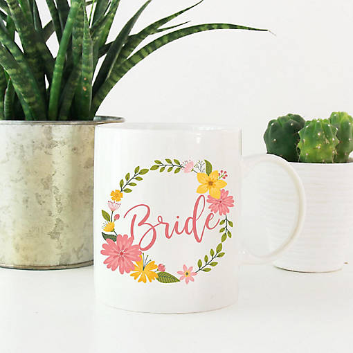 Bride Floral Wreath Ceramic Mug