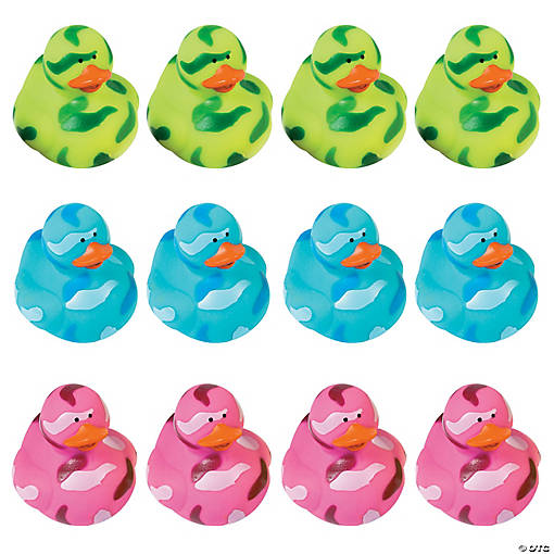 Bright Camo Rubber Ducks - 12 Pc.