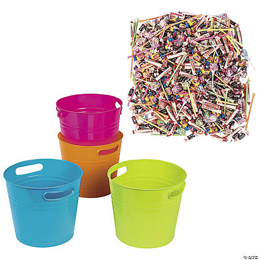 Bright Colored Buckets with Candy Parade Kit - 1004 Pc.