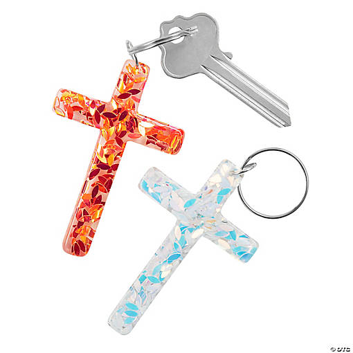 Bright Confetti Cross Keychains - 12 Pc.