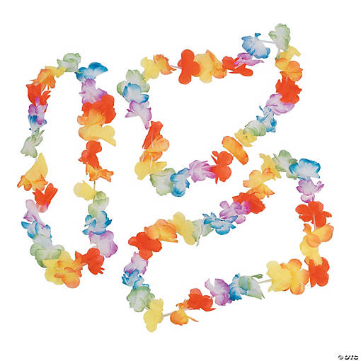 Bright Polyester Flower Leis - 12 Pc.