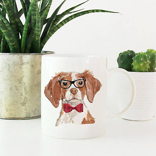 Brittany Black Glasses Bow Ceramic Mug