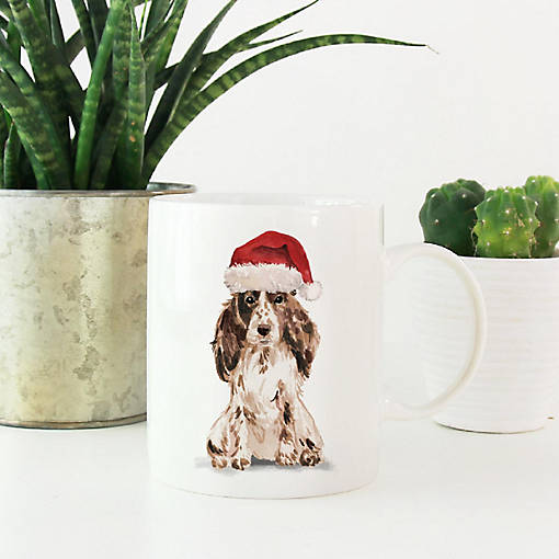 Brown Cocker Spaniel Santa Hat Mug