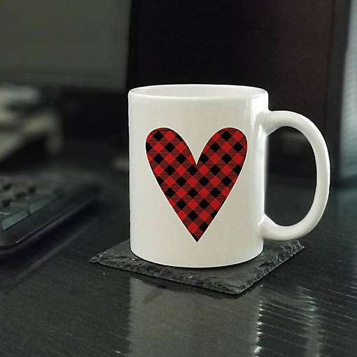 Buffalo Red Plaid Heart ceramic mug