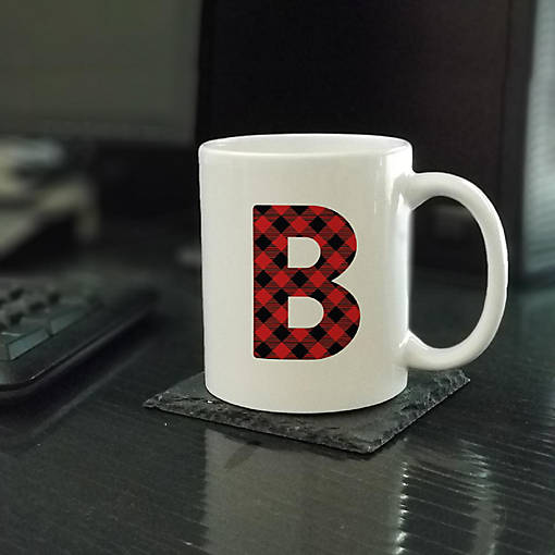 Buffalo Red Plaid Letter B ceramic mug
