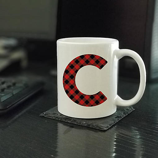 Buffalo Red Plaid Letter C ceramic mug
