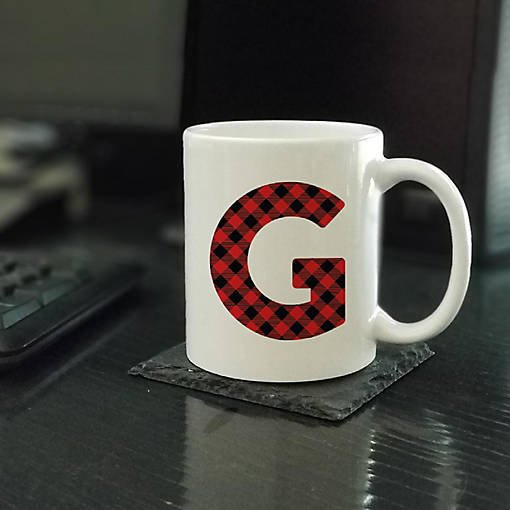 Buffalo Red Plaid Letter G ceramic mug