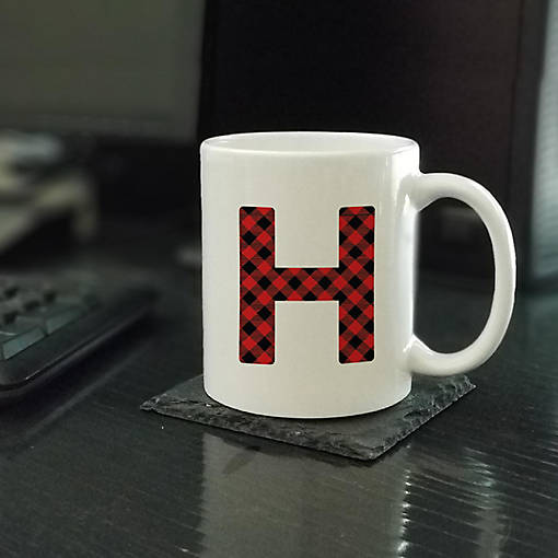 Buffalo Red Plaid Letter H ceramic mug