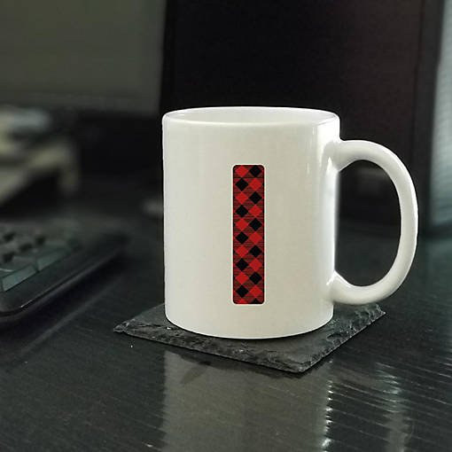 Buffalo Red Plaid Letter I ceramic mug