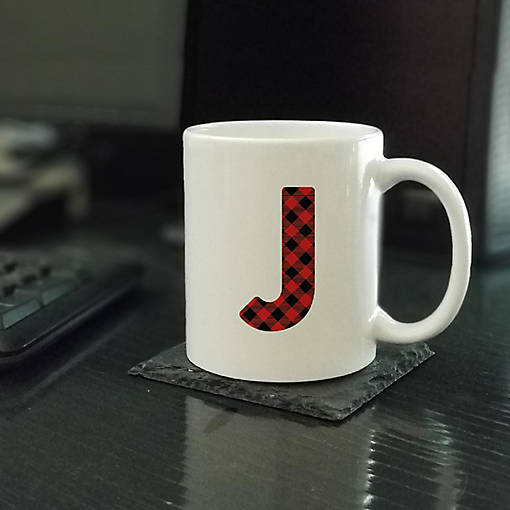 Buffalo Red Plaid Letter J ceramic mug