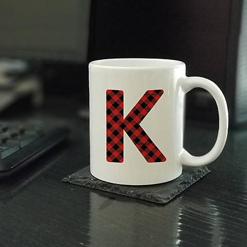 Buffalo Red Plaid Letter K ceramic mug
