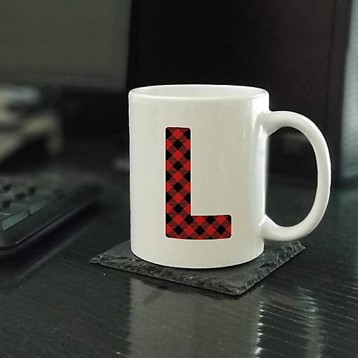 Buffalo Red Plaid Letter L ceramic mug