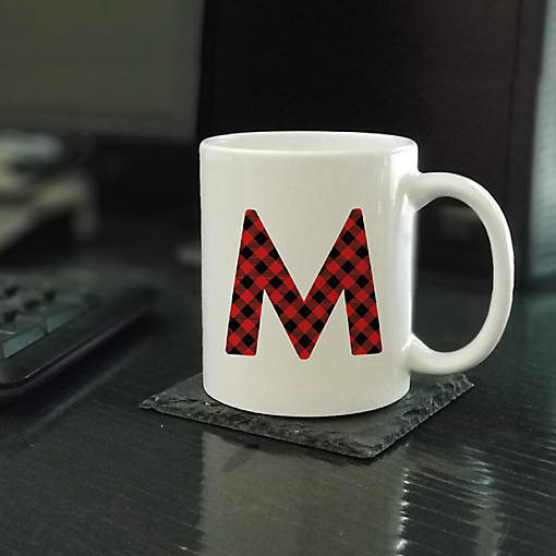 Buffalo Red Plaid Letter M ceramic mug