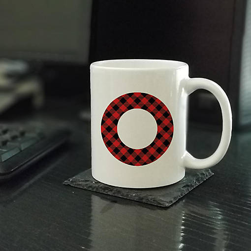 Buffalo Red Plaid Letter O ceramic mug