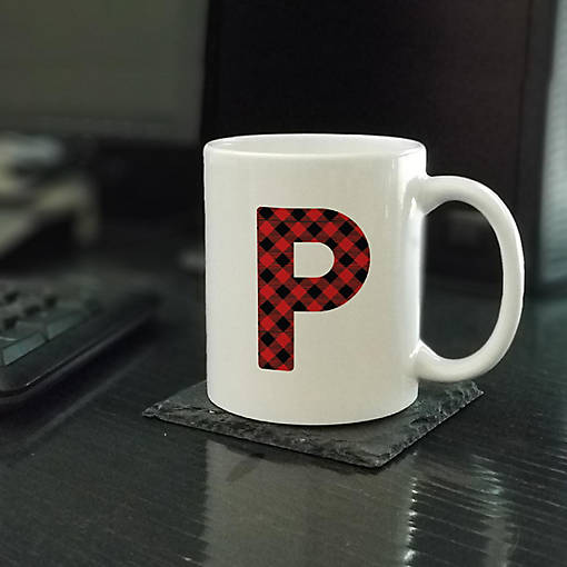 Buffalo Red Plaid Letter P ceramic mug