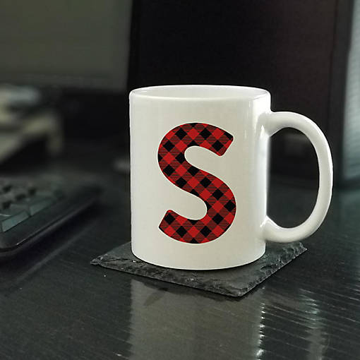 Buffalo Red Plaid Letter S ceramic mug