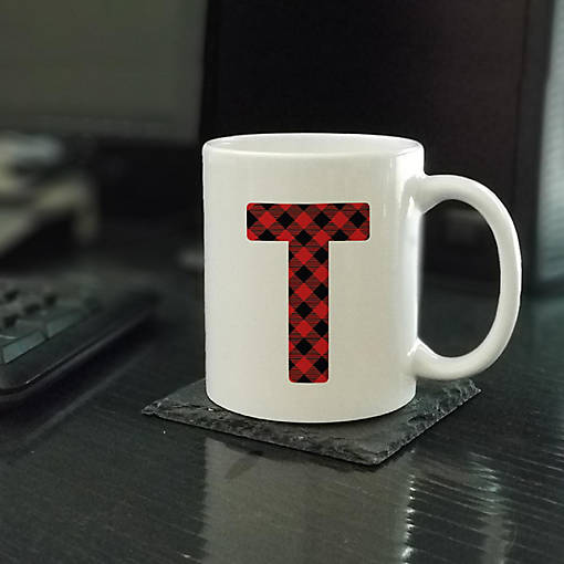 Buffalo Red Plaid Letter T ceramic mug
