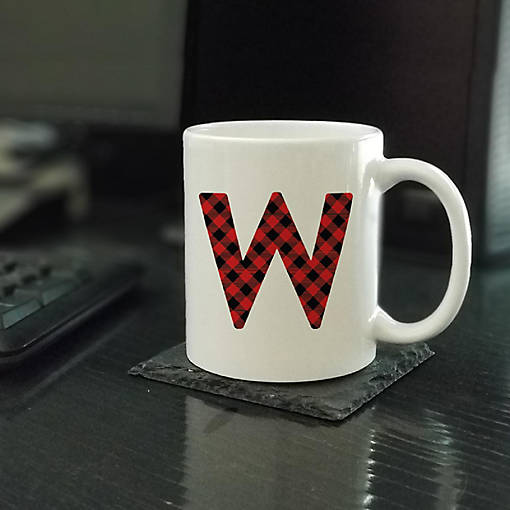 Buffalo Red Plaid Letter W ceramic mug