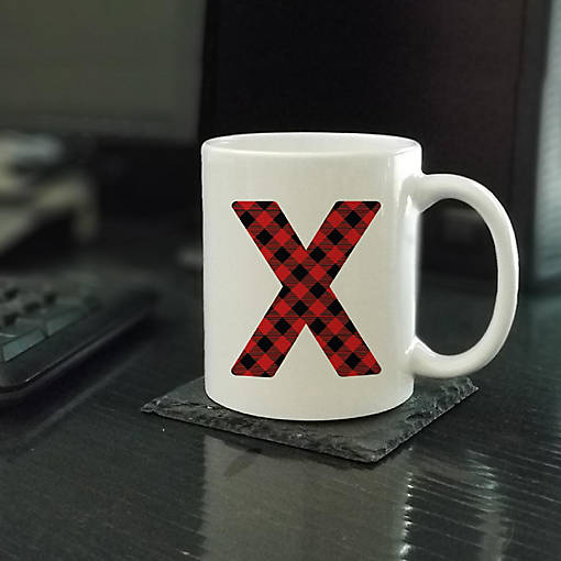 Buffalo Red Plaid Letter X ceramic mug