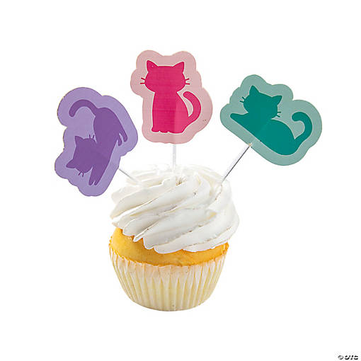 Bulk  100 Pc. Cat Silhouette Cupcake Toppers