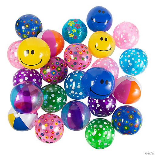 Bulk 100 Pc. Inflatable 11" Medium Bright Beach Ball Assortment
