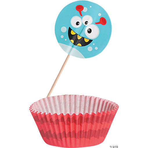 Bulk  100 Pc. Mini Monster Cupcake Wrappers with Picks