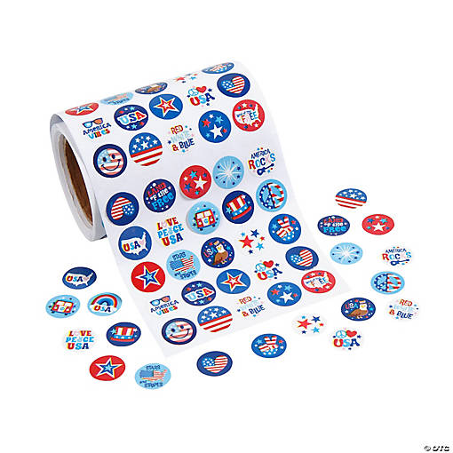 Bulk 1000 Pc. Mini Patriotic Sticker Roll
