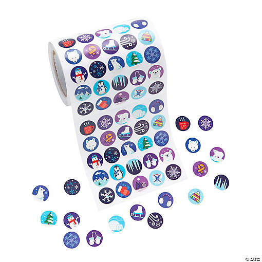 Bulk 1000 Pc. Mini Winter Sticker Roll
