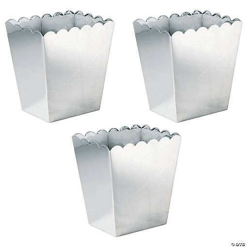 Bulk 12 Pc. Metallic Silver Scalloped Containers