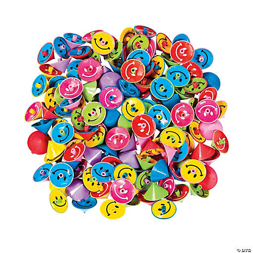 Bulk 144 Pc. Mini Smile Face Spin Tops