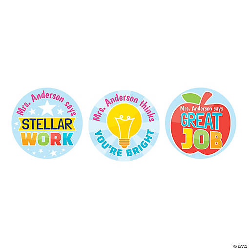 Bulk 144 Pc. Personalized School Icon Recognition Stickers