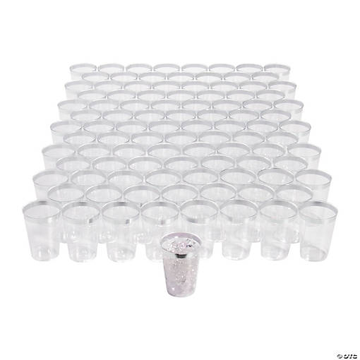 Bulk 200 Pc. Silver Rim Plastic Cups