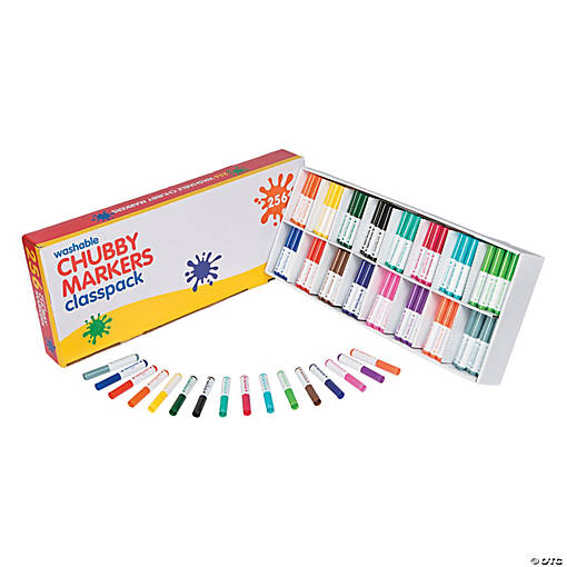 Bulk 256 Pc. Chubby Washable Marker Classpack - 16-Color per pack