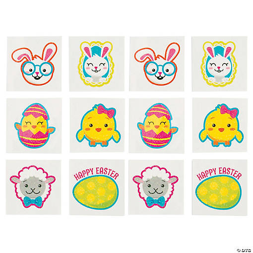 Bulk 360 Pc. Easter Character Glitter Tattoos