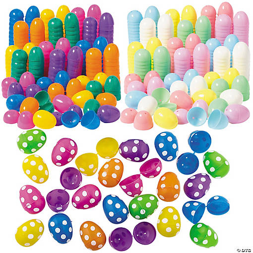 Bulk 432 Pc. Solid &amp; Polka Dot Plastic Easter Egg Assortment Kit