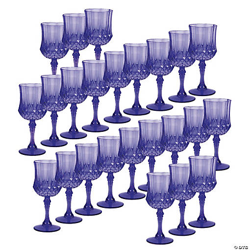 Bulk  48 Ct. Purple Patterned Plastic Wine Glasses