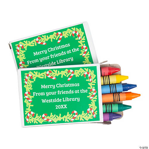 Bulk 48 Pc. 6-Color Personalized Candy Canes Crayon Boxes