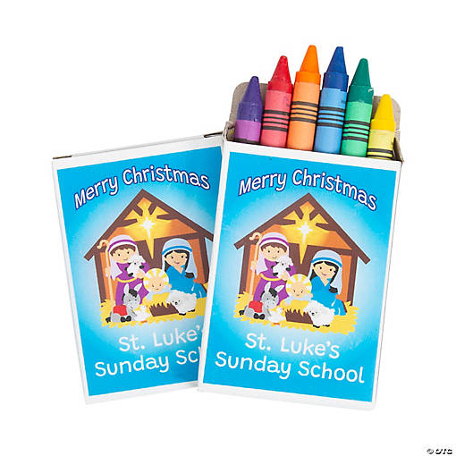 Bulk 48 Pc. 6-Color Personalized Nativity Crayon Boxes
