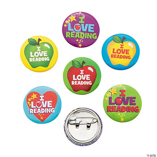 Bulk 48 Pc. I Love Reading Mini Buttons