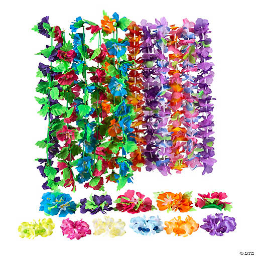 Bulk 48 Pc. Luau Wearable Polyester Lei Assortment
