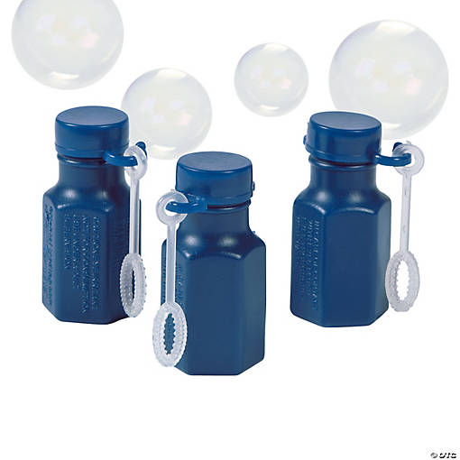 Bulk 48 Pc. Mini Hexagon Navy Blue Bubble Bottles