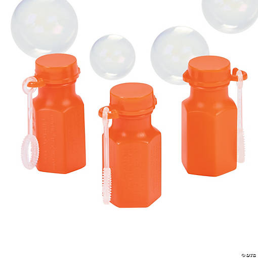Bulk 48 Pc. Mini Hexagon Orange Bubble Bottles