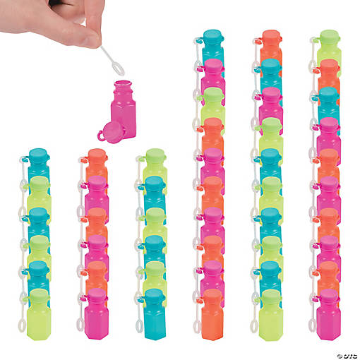 Bulk 48 Pc. Mini Spring Brights Plastic Hexagon Bubble Bottles