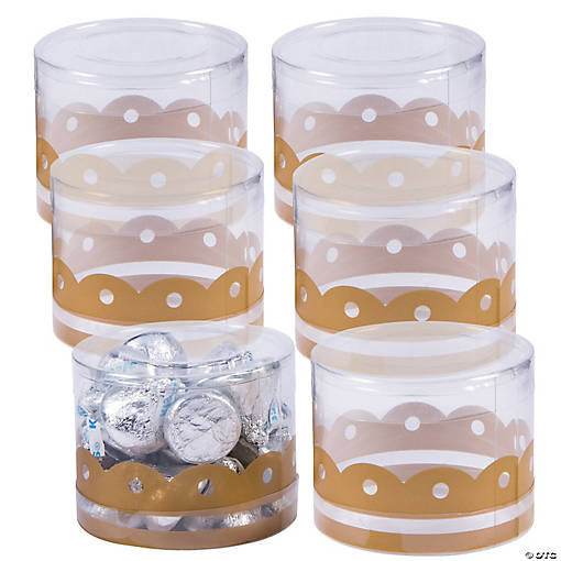 Bulk 48 Pc. Small Round Macaron Boxes with Gold Trim